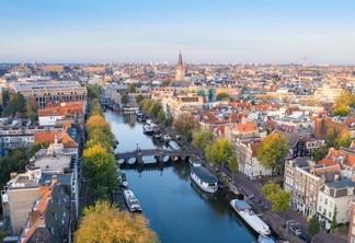 Vista de Amsterdã na Holanda