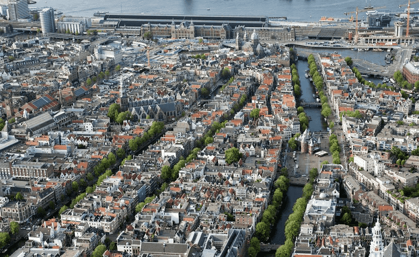 O centro da cidade em Amsterdã 