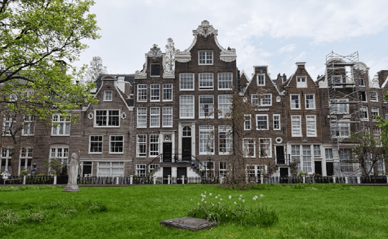 Área do Jardim Begijnhof em Amsterdã