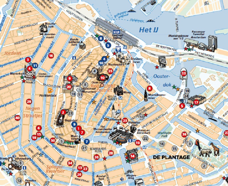 Mapa turístico de Amsterdã