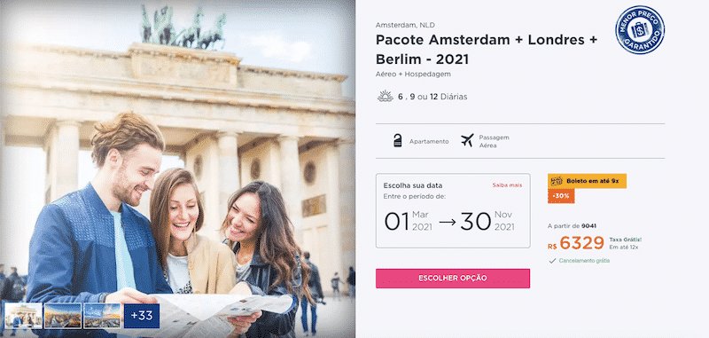 Pacote Hurb para Amsterdam, Londres e Berlim