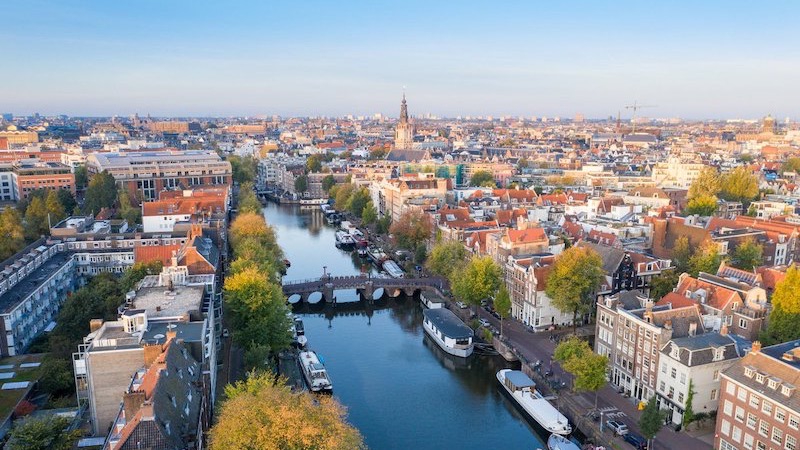 Vista de Amsterdã na Holanda